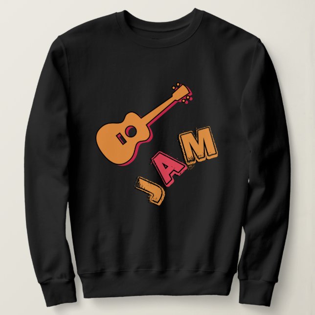 Rockgitarre, Musik-Jam-Stil, Orange & Rote Kunst Sweatshirt (Design vorne)