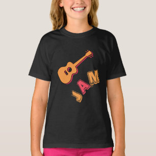 Rockgitarre, Musik-Jam-Stil, Orange & Rote Kunst T-Shirt