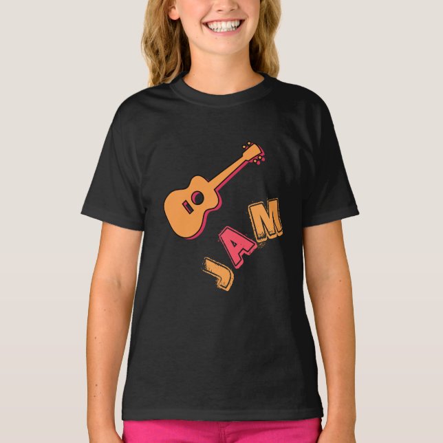Rockgitarre, Musik-Jam-Stil, Orange & Rote Kunst T-Shirt (Vorderseite)