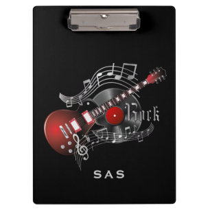 Rockgitarre - Rot - Monogramm Klemmbrett