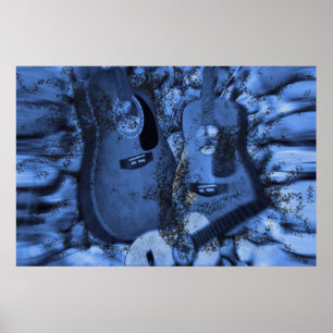 Rockgitarren in den blauen Tiefen ändern Poster