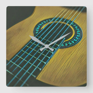 Rockgitarrist Quadratische Wanduhr