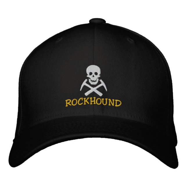 Rockhound-Schädel und Kreuzstifte, bestickt Bestickte Kappe (Vorderseite)