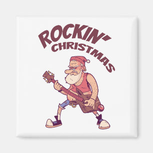 Rockiges Weihnachten, Santa rockt mit Gitarre Invi Magnet