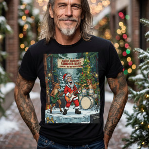 Rockiges Weihnachts-Santa-Rentier-Band Lustig T-Shirt