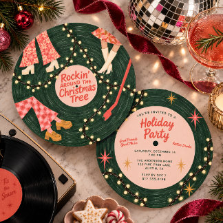 Rockin’ Around Retro Christmas Party Invitation