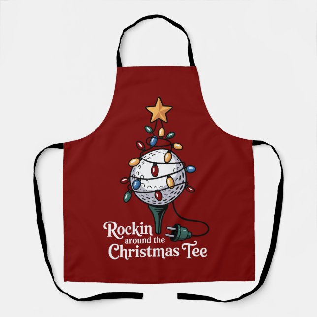 Rockin Around The Christmas Tee Lustiger Golf Weih Schürze (Vorderseite)