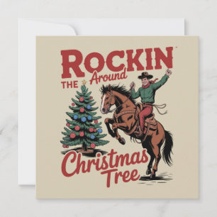Rockin Around The Christmas Tree Country Cowboy Feiertagskarte