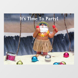 Rockin Beach Party Santa Window Clubing Fensteraufkleber