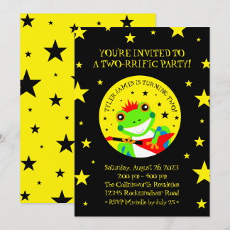 Rockin' Birthday Tree Frog mit Red Guitar Einladung