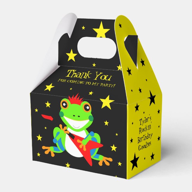 Rockin' Birthday Tree Frog mit Red Guitar Geschenkschachtel (Vorderseite)