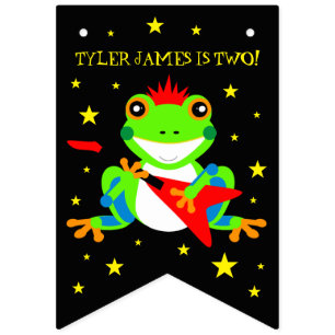 Rockin' Birthday Tree Frog mit Red Guitar Wimpelkette