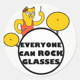 Rockin-Brille Katzenaufkleber Runder Aufkleber