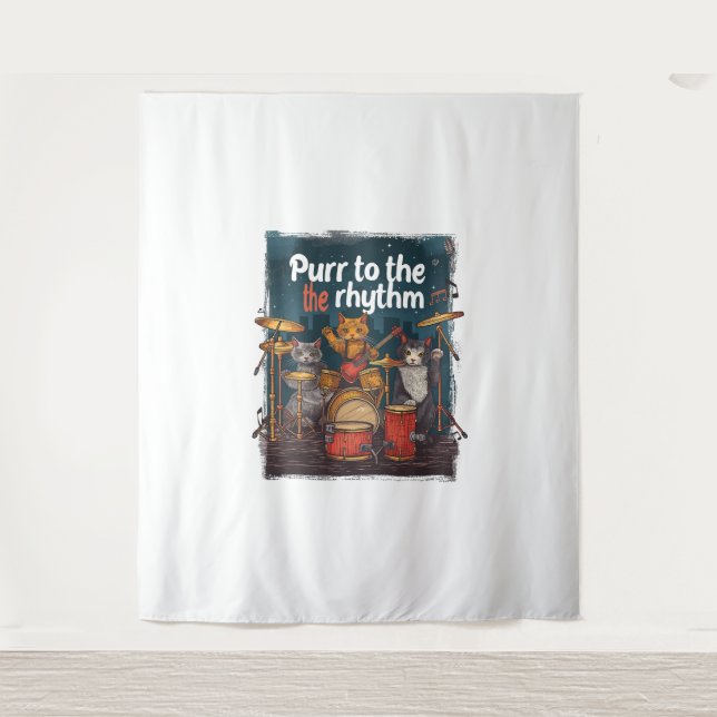 Rockin' Cat Band Wandteppich (Vorderseite)