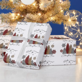 Rockin’ Christmas Plaid Leopard Print Trees Geschenkpapier