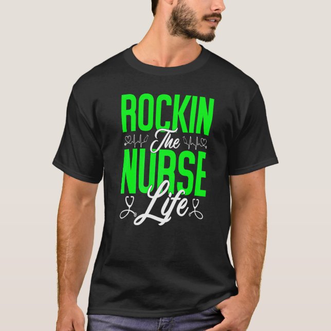 Rockin, das Herz der Krankenschwester Nurses Steth T-Shirt (Vorderseite)