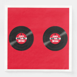 Rockin Erstgeburtstag Vinyl Record Red Label Serviette