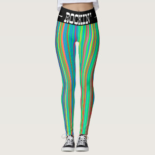 Rockin' farbenfrohe vertikale Streifen Rot-Gelb Leggings