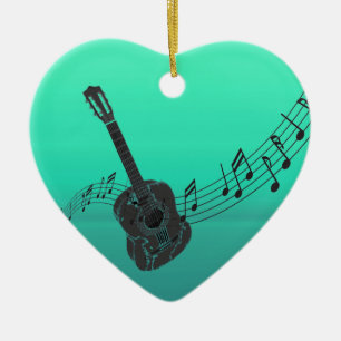 Rockin Gitarre mit einer Partitur auf Türkis Keramikornament