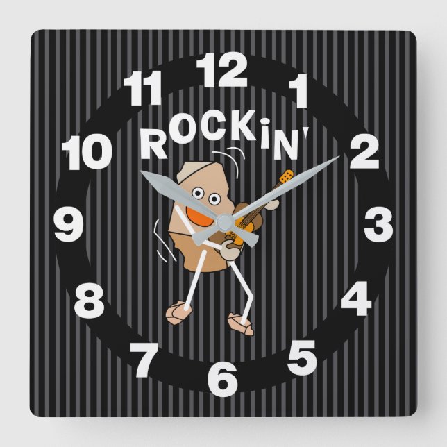 Rockin' Guitar Quadratische Wanduhr (Vorderseite)