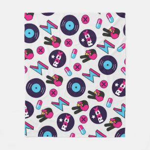 Rockin' Hippie: Vintages Vinyl-Muster Fleecedecke
