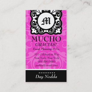 ROCKIN MUCHO MONOGRAMM-ROSA VISITENKARTE