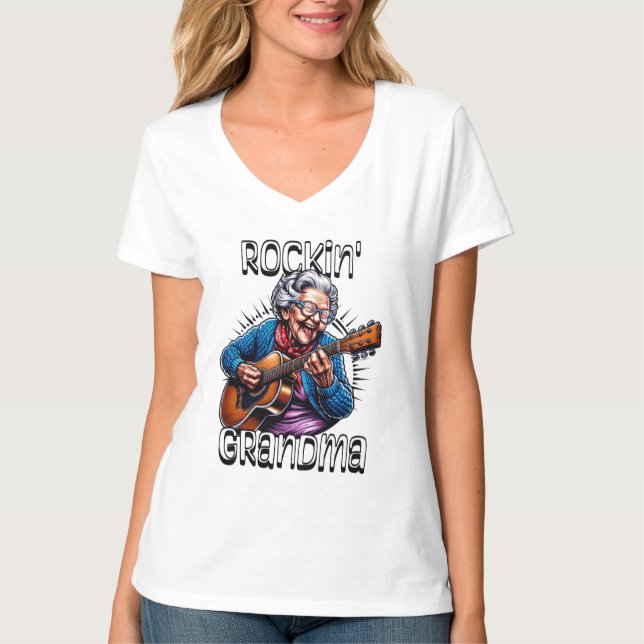 Rockin' Oma Funny Comic T-Shirt (Vorderseite)