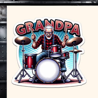 Rockin' Opa Playing Drums Aufkleber