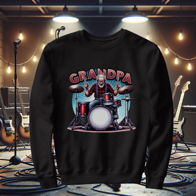 Rockin' Opa Playing Drums Sweatshirt (Von Creator hochgeladen)