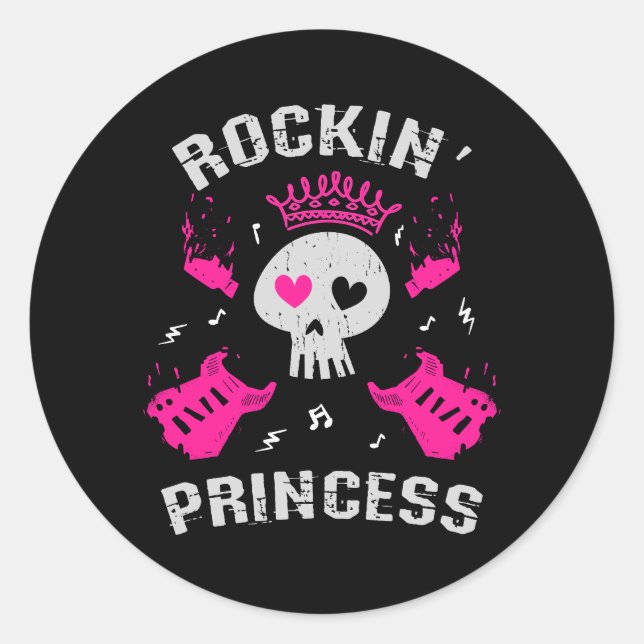 Rockin' Princess Runder Aufkleber (Vorderseite)