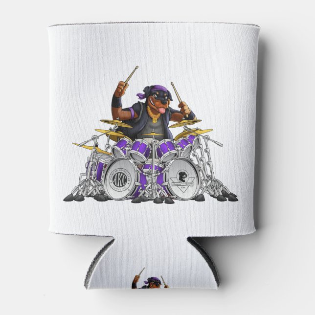 Rockin' Rottie Drummer Dosenkühler (Vorderseite)