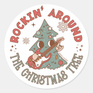 Rockin rund um den Weihnachtsbaum © GraphicLoveSho Runder Aufkleber