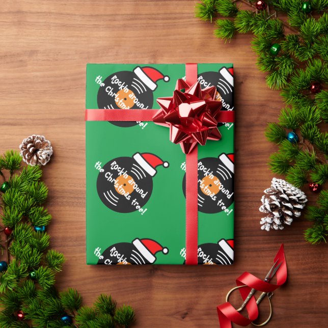 Rockin rund um die Weihnachtsbaum lustige Schallpl Geschenkpapier (Feiertagsgeschenk)