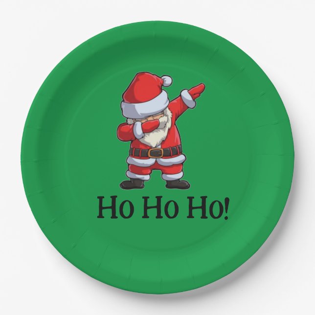 Rockin Santa Ho Ho Ho! Pappteller (Vorderseite)