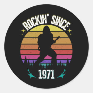 Rockin seit 1971 Bigfoot Music Lover Runder Aufkleber