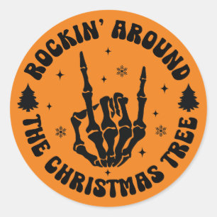 Rockin' Skeleton Weihnachtsbaumsticker Runder Aufkleber