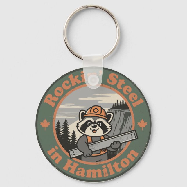 Rockin’ Steel in Hamilton with a Funny Raccoon Schlüsselanhänger (Vorderseite)