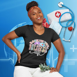Rockin' The Nurse Life Retro Groovy T-Shirt
