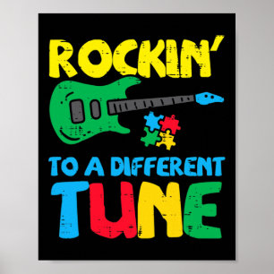 Rockin to Different Tune Guitar Autismus Bewusstse Poster
