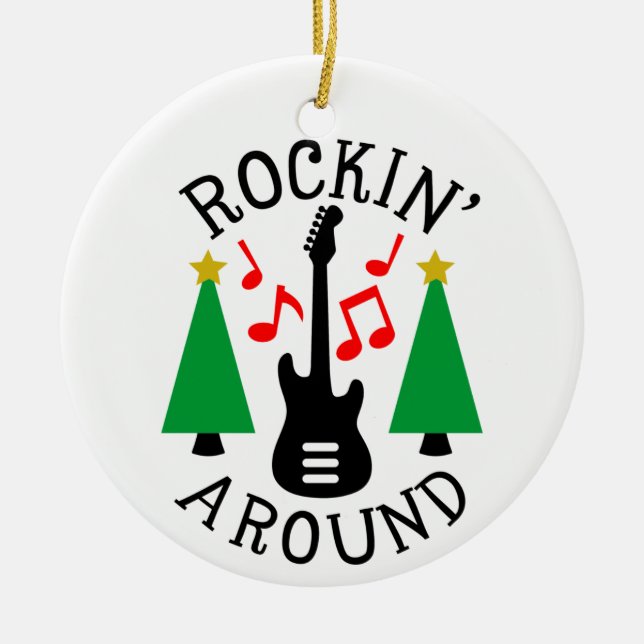 Rockin' Um den Weihnachtsbaum Keramik Ornament (Vorne)