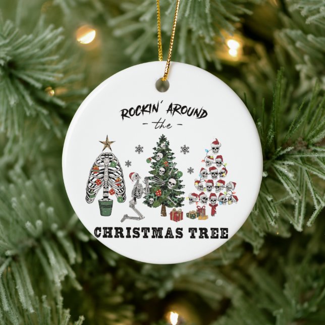 Rockin um den Weihnachtsbaum Keramik Ornament (Baum)