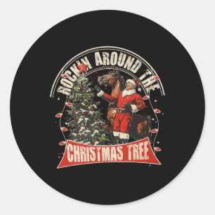 Rockin' um den Weihnachtslustigen Cowboy Trump Wir Runder Aufkleber
