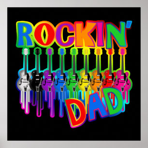 Rockin Vater-Bluten-Gitarren-Plakat-Druck Poster