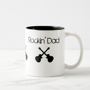 Rockin "Vater, gekreuzte schwarze Gitarren Zweifarbige Tasse