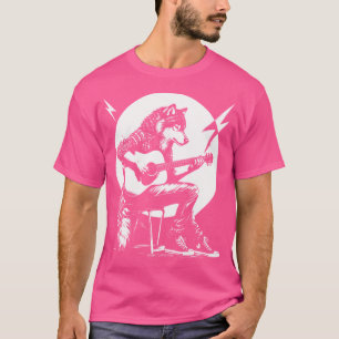 Rockin Wolf spielt akustische Gitarre T-Shirt
