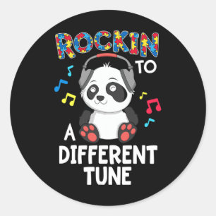 Rockin' zu einem anderen Tune Panda Autismus Bewus Runder Aufkleber