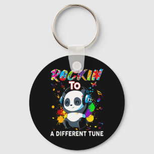 Rockin' zu einem anderen Tune Panda Autismus Bewus Schlüsselanhänger
