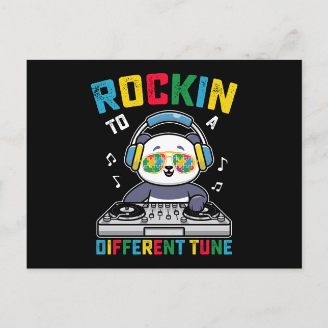 Rockin zu einem anderen Tune Panda Autismus Bewuss Postkarte (Vorderseite)