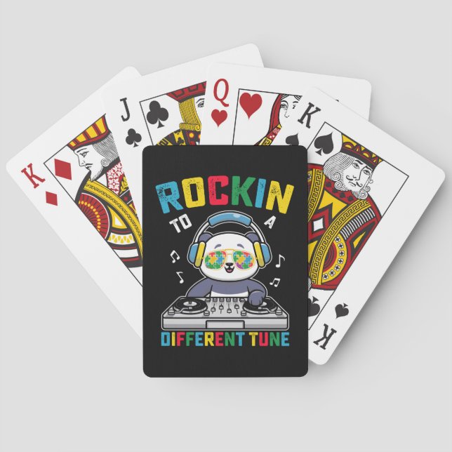 Rockin zu einem anderen Tune Panda Autismus Bewuss Spielkarten (Rückseite)