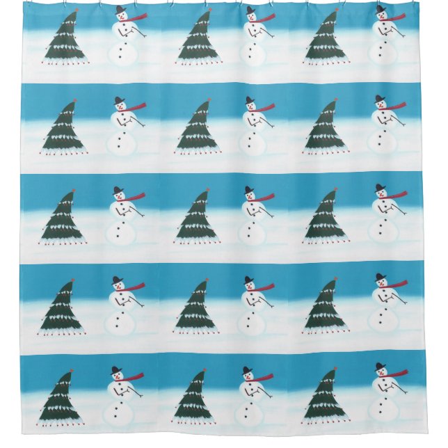 Rocking Dancing Snowman Weihnachtsduschvorhänge Duschvorhang (Vorderseite)